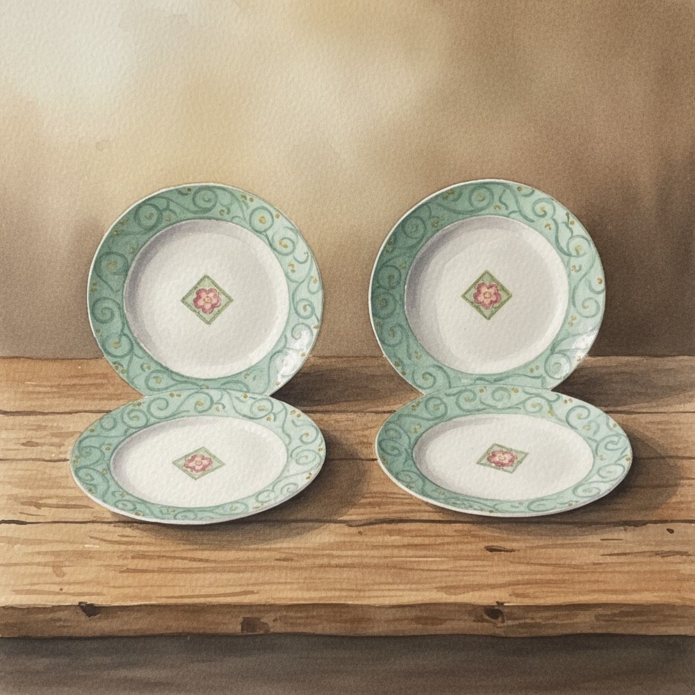 Corelle Corning Watercolors Salad Plates, Set of 4, Pastel Floral Tableware